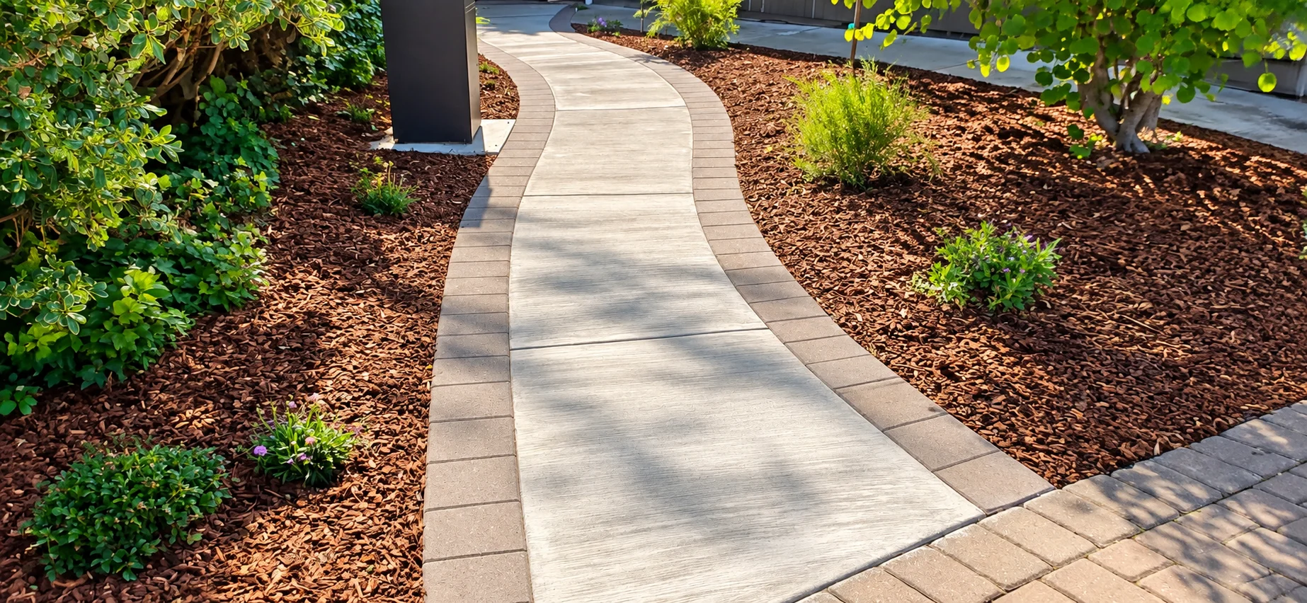 curved-concrete-walkway-paver-border-mulch-landscaping