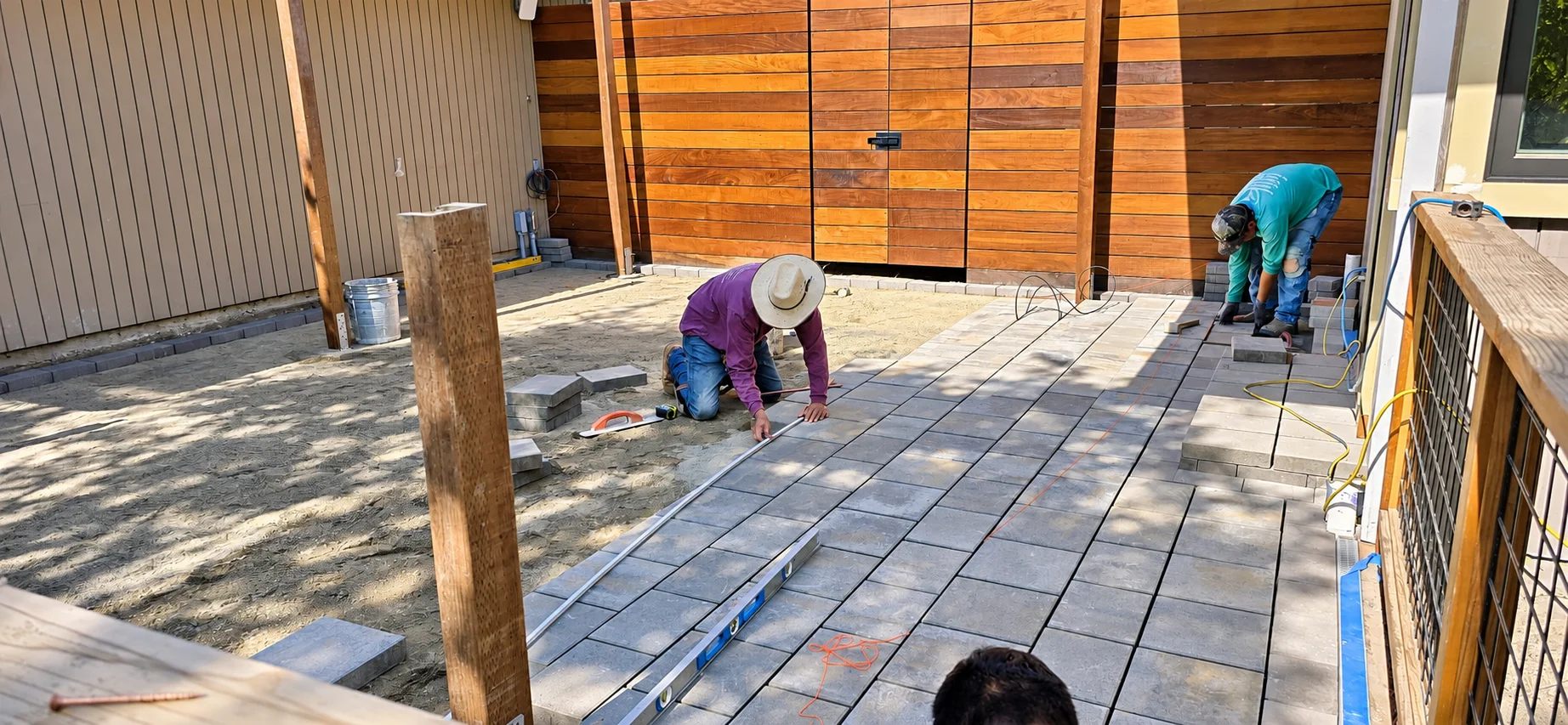 paver-patio-installation-redwood-privacy-fence